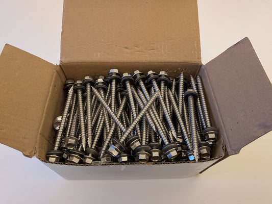 Selbstbohrende Schrauben Sechskantkopf 6,3 x 80 Scheibe mit EPDM Neopren-Dichtung Edelstahl SUS410 (180 Stück)